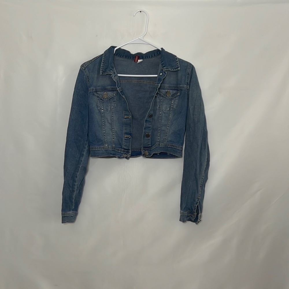 “DIY Denim” Medium Wash Cropped Jean Jacket